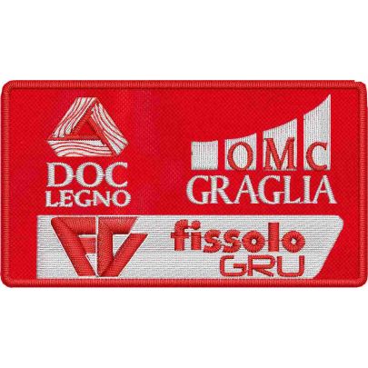 Patch ricamato personalizzato sponsor (Fissolo GRU - OMC GRAGLIA doc legno)
