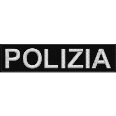 Patch ricamata su base nera scritta POLIZIA Cm. 24,5 x 6