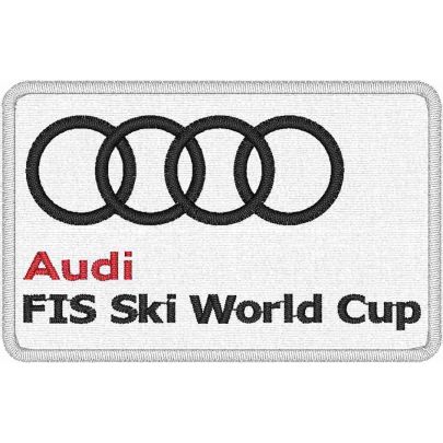 Patch rettangolare cm. 8 x 5 su base bianca logo  AUDI coppa sci alpino 
