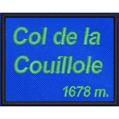 Stemma rettangolare cm. 5x4 ricamato su fondo blu ,COL DE LA COUILLOLE metri 1678 
