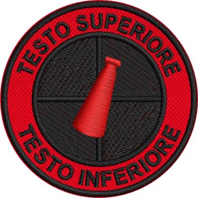Patch personalizzato con 2 TESTI A PIACERE su base rossa logo CAMPARI  e filato Nero
