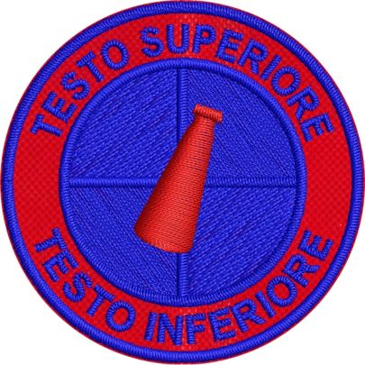 Patch personalizzato con 2 TESTI A PIACERE su base rossa logo CAMPARI  e filato Nero