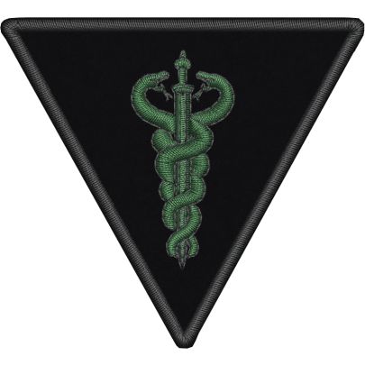 Patch triangolare ricamato caduceo con gladio  Tactical Combat Casualty Care (TCCC) 