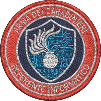 Patch ricamato su base blu REFERENTE INFORMATICO CARABINIERI diam. cm. 9 