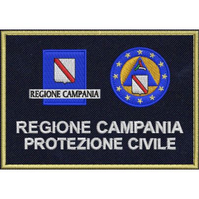 Patch ricamo PROTEZIONE CIVILE REGIONE CAMPANIA  su base blu NAVY cm. 10 x 7