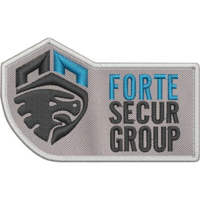 Patch ricamato su sagoma cm. 10x7 su base grigia FORTE SECUR GROUP