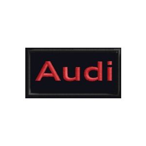Stemma AUDI Restilyng scritta ricamata 50x25 mm.  Cod.20140309_B