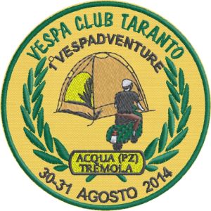 Stemma ricamato VESPADVENTURE Diam.8 cm. Taranto Cod.20150704_B