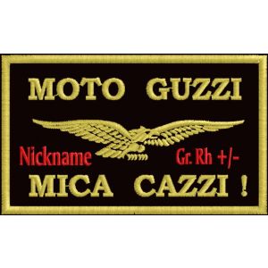 Patch Ricamato moto guzzi CON SLOGAN e personalizzato con nominativo Cod.20151128_B