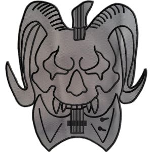 Teschio di bufalo ricamato, patch ritagliato su forma Cod.20160501_C