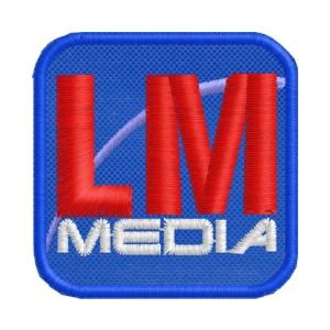 Patch ricamato su base cm.4 Logo LM Media cod. 20160523_A