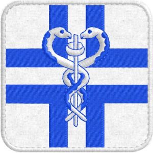 Patch ricamata MEDICO Veterinario con CROCE DI ESCULAPIO Cm.8 x 8 cod.20160528_A