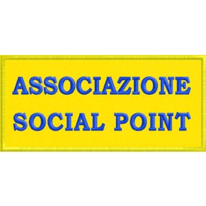 Patch ricamato su base gialla cm. 15 x 7 Associazione social point Cod.20160603_A