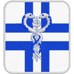 Patch ricamata CROCE DI ESCULAPIO  Cm.11 x 10 cod.20170107_B