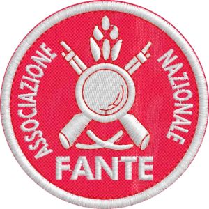 Path ricamato ASSOCIAZIONE NAZIONALE FANTE , su base tessuto rosso 