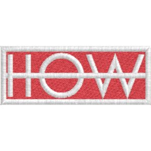 Stemma interamente ricamato logo HOW , ricerca e tesi di una studentessa Polimoda di Firenze Cod.20170512_A