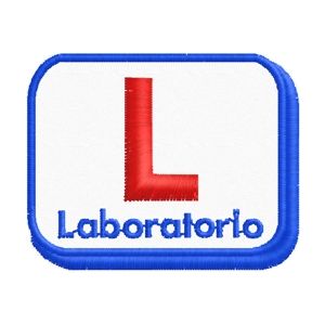 Patch ricamato rettang.cm. 3 x 4 ( Laboratorio ) cod. 20170525_D