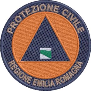 Patch ricamato PROTEZIONE CIVILE REGIONE EMILIA ROMAGNA Cod.20170706_A diam.70 mm.