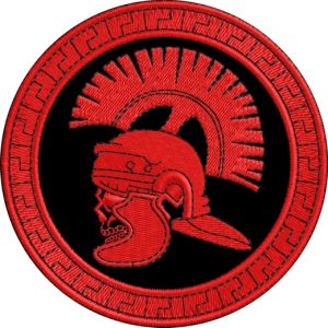Patch ricamato  tondo diam. 86 mm.  guardia con elmo  Cod.20170717_A