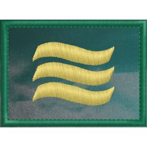 2017NOR06 Patch ricamato cm.7 x 5 con 3 onde dorate su fondo verde grado(Primo ISPETTORE TECNICO)