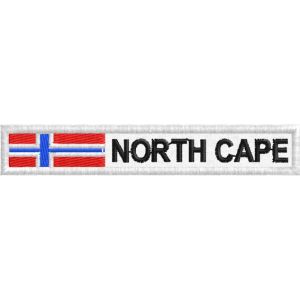 Bandiera ricamata NORTH CAPE capo nord mis. 70 x 10 mm. Cod. 20171018_A