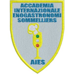 Scudetto ricamato Logo Accademia Internazionale Enogastronomi Sommelliers con 3 indicatori bianco _rosso_verde