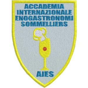 Scudetto ricamato Logo Accademia Internazionale Enogastronomi Sommelliers con 1 indicatore  rosso Cod.20171211_A