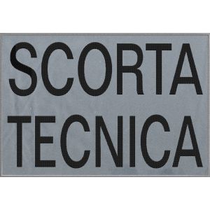 Patch ricamato cm. 28 x 19 SCORTA TECNICA  su base tessuto RIFRANGENTE