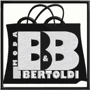 Patch ricamato logo BERTOLDI MODA, rettangolare mm. 82 per 82 di altezza Cod.20180910_A