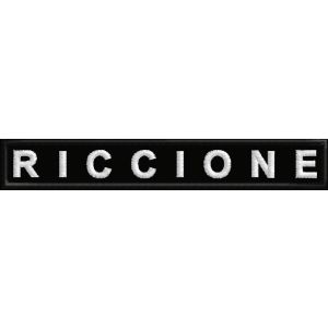 Patch scritta ricamata RICCIONE Cm.10 x 1,5 Cod.20180917_A