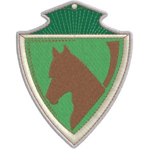 Scudetto ricamato logo SEF-ITALIA base cm.7 altezza cm.9 cod.20190614_A