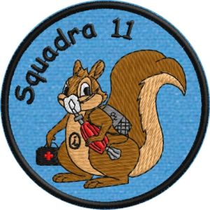 Patch ricamato Scoiattolo con bombola di ossigeno Squadra 11 diam. cm.7 cod.20190915_A
