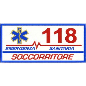 Patch ricamato DA SCHIENA  EMERGENZA SANITARIA 118 qualifica SOCCORRITORE