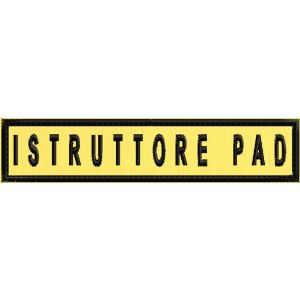 Stemma RICAMATO SU BASE GIALLA, (ISTRUTTORE PAD) su base cm.12 Cod. 2019CB12_D
