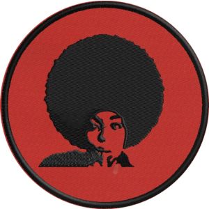 Patch ricamato su base rossa, testa di moro  diam.mm. 95