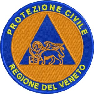 Patch ricamo PROTEZIONE CIVILE REGIONE VENETO su base blu Cod.20200310_A dia.80 mm.