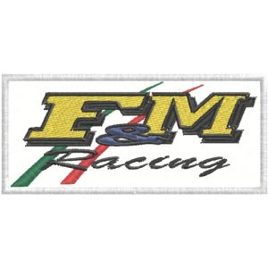 Patch Ricamato F&M Racing rettangolare cm. 8,5 x 4,0 Cod.20200322_A