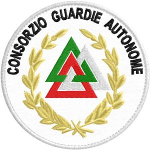 Scudetto ricamato CONSORZIO GUARDIE AUTONOME su base bianca