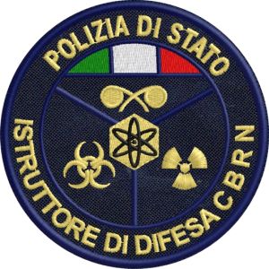 Patch ricamato ISTRUTTORE DI DIFESA N.B.C.R. POLIZIA DI STATO ,ricamato su base tessuto navy