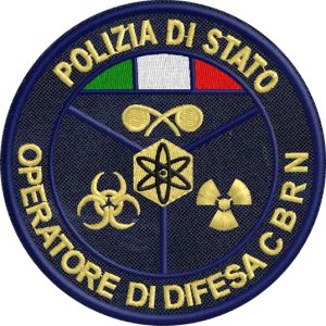 Patch ricamato OPERATORE DI DIFESA C.B.R.N. POLIZIA DI STATO ,ricamato su base tessuto BLU NAVY