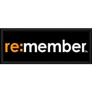 Stemma Ricamato logo RE:MEMBER su base nera cm. 10 x 4 