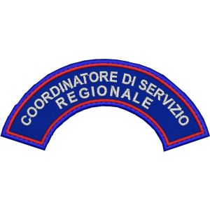 Patch ricamato mezzaluna da spalla COORDINATORE DI SERVIZIO REGIONALE cm.10 x 4,5 Cod.20210419_A