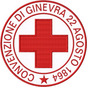 Patch ricamato CONVENZIONE DI GINEVRA 22 AGOSTO 1864 diametro cm. 20