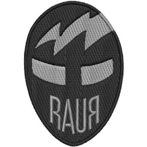 Patch completamente ricamato Logo ovale RAUR. mm. 45 X mm. 65