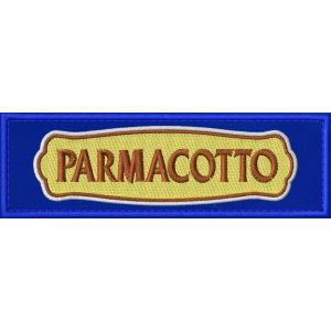 Patch ricamata logo PARMACOTTO su base cm.11 X 3,5  Cod.20220127_A