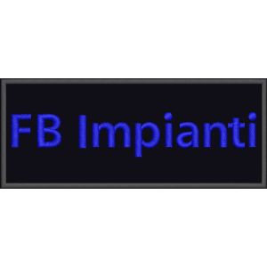 Patch ricamato scritta FB Impianti CON BLU su base nera cm.11 x 4,5