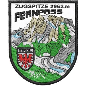 Patch interamente ricamato FERNPASS 2962 m. mm. 85x70  