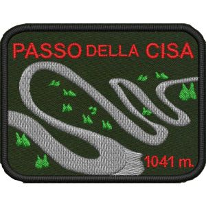 Patch ricamato su base verde oliva mm.85x65 PASSO DELLA CISA 1041 m