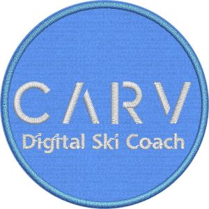 Patch Ricamato rotondo logo CARV Digital Ski Coach  diam.60 mm.