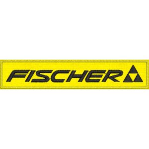 Patch Ricamato rettangolo FISCHER cm. 10 di base per 2 di altezza su fondo giallo 